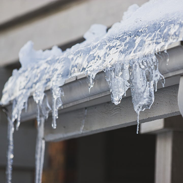 Photo of a frozen gutter