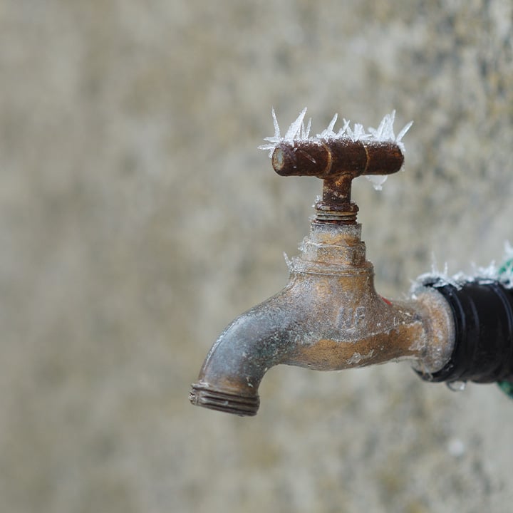 Photo of a frozen outside tap