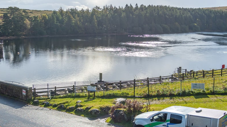 South West Water van parked near a reservoir