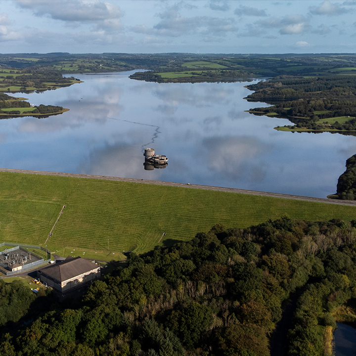 Drone image of Roadford reservoir