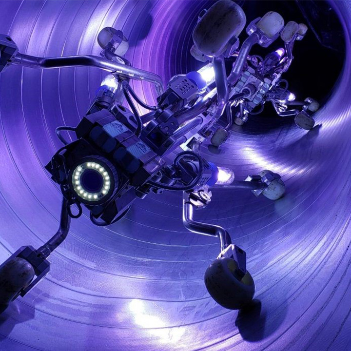 UV light robot within a sewer preparing the lining