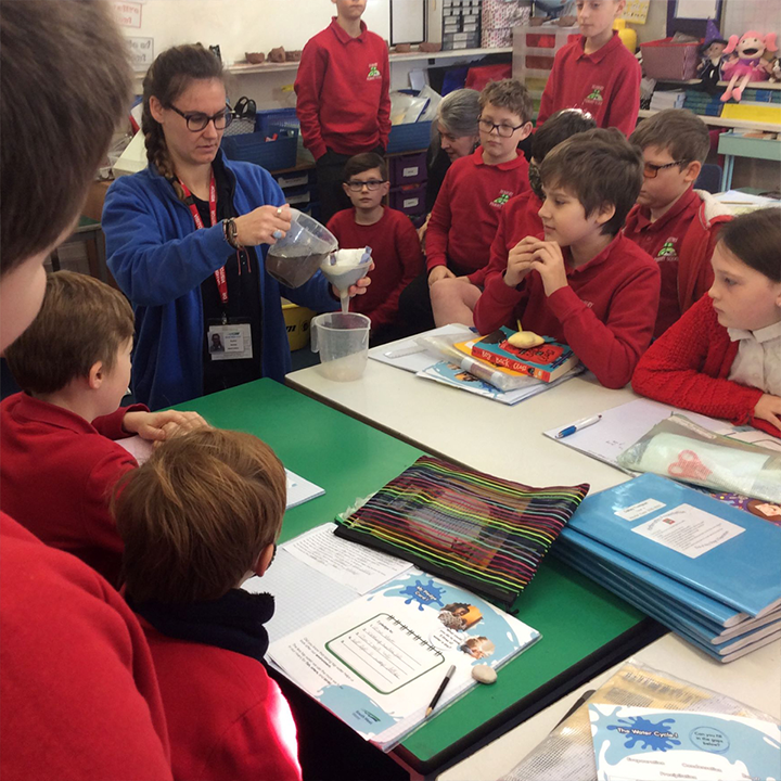 South West Water education officer teaching in classroom
