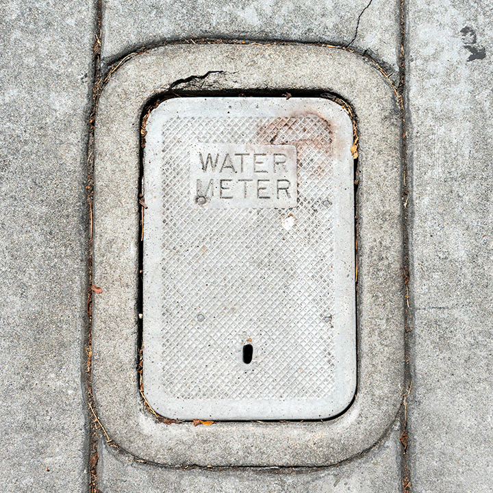 Image of a water meter from above