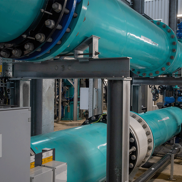 Turquoise coloured pipes